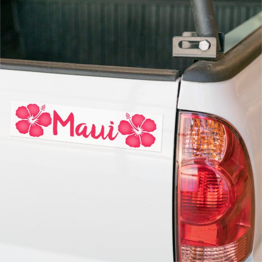 Maui Pink Hibiscus Bumpersticker (Op Truck)