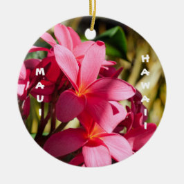 Maui, Plumeria Flowers in Pink en White Keramisch Ornament