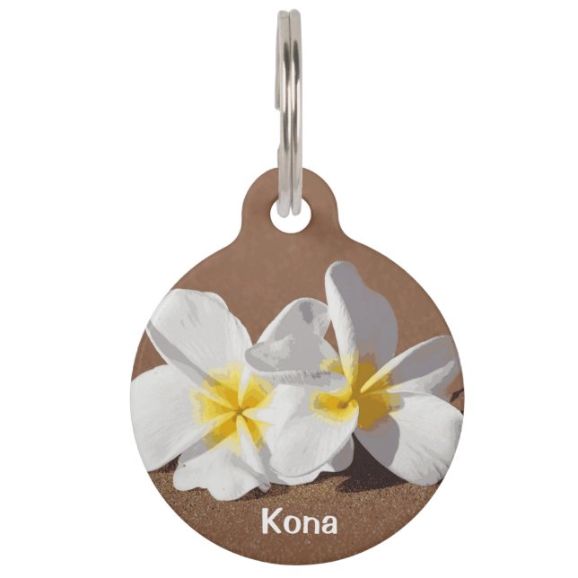 Maui Plumeria op het strand Huisdierpenning (Voorkant)