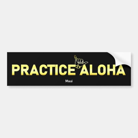 Maui Practice Aloha Golden Shaka (Hang los) Bumpersticker (Voorkant)