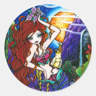 Maui Princess Mermaid Fairy Cockatoo Ronde Sticker
