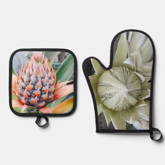 Maui Protea & Pineapple Hot Pads Ovenwant & Pannenlap Set (Voorkant)