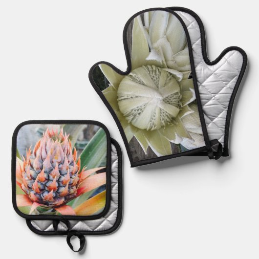 Maui Protea & Pineapple Hot Pads Ovenwant & Pannenlap Set (Voorkant / Achterkant)