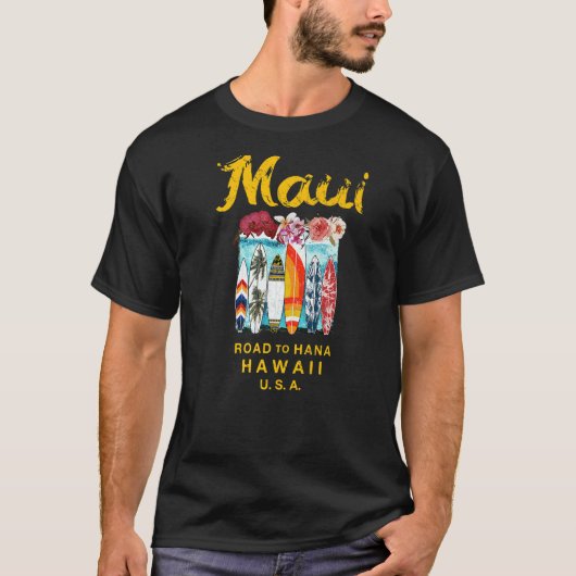 Maui Road to Hana Surfing Hawaiian T-shirt (Voorkant)