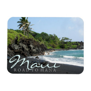 Maui Road to Hana zwart zand strand tekst Magneet