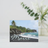 Maui Road tot Hana Black zandstrand text briefkaar Briefkaart (Staand voorkant)