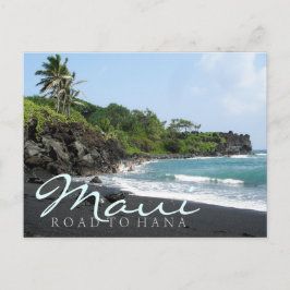 Maui Road tot Hana Black zandstrand text briefkaar Briefkaart