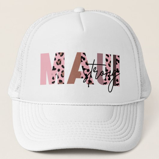 Maui Sterke Pastel Roze Cougar Patroon Trucker Hoe Trucker Pet (Voorkant)