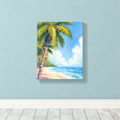 Maui Strand Palmboom Hawaï Schilderij Canvas Afdruk (Insitu (Houten vloer))
