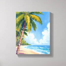 Maui Strand Palmboom Hawaï Schilderij Canvas Afdruk