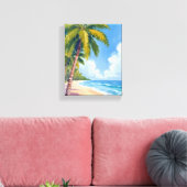 Maui Strand Palmboom Hawaï Schilderij Canvas Afdruk (Insitu (Woonkamer))