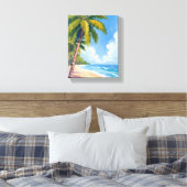 Maui Strand Palmboom Hawaï Schilderij Canvas Afdruk (Insitu (Slaapkamer))
