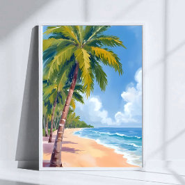 Maui Strand Palmboom Hawaï Schilderij Poster