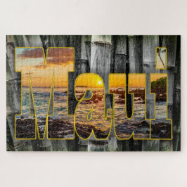 Maui Sunset Graphics op Bamboe Achtergrond Legpuzzel