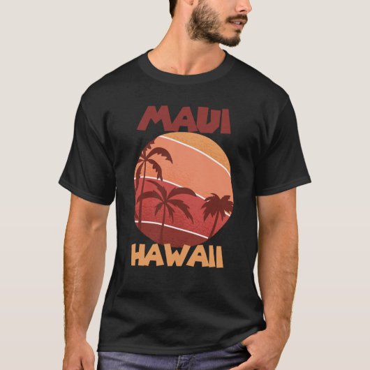 Maui Sunset Vacation Hawaii Palm trees Ocean T-shirt (Voorkant)