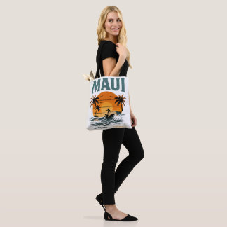 Maui Surf Vibes – Retro Hawaiaanse Zonsondergang D Tote Bag