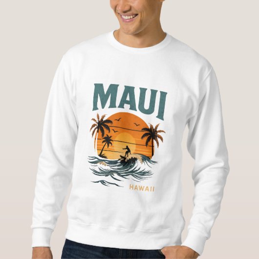 Maui Surf Vibes - Retro Hawaii Sunset Design Trui (Voorkant)
