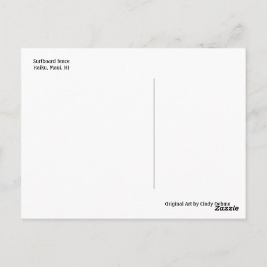 Maui Surfboard fence Briefkaart (Achterkant)