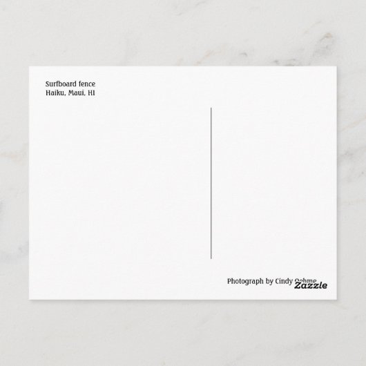 Maui Surfboard fence Briefkaart (Achterkant)