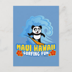Maui Surfing Panda Briefkaart
