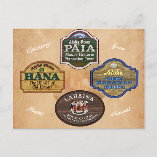 Maui Towns Briefkaart (Voorkant)