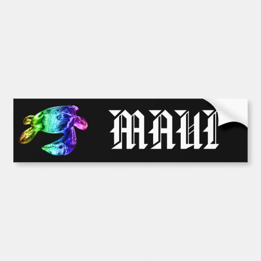 MAUI - Tribal Honu Rainbow Bumpersticker (Voorkant)