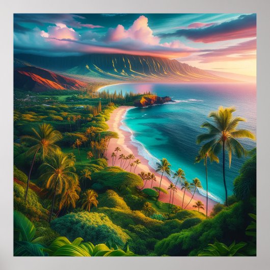 Maui Tropical Hawaiian Island Paradise Poster (Voorkant)