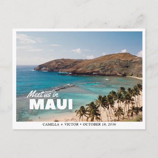Maui Trouw QR Code Strand Save the Date Briefkaart (Voorkant)