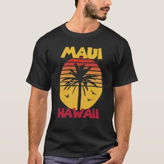 Maui Vacation Hawaii Palm Beach Ocean Surfin T-shirt (Voorkant)