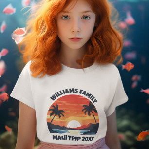 Maui Vakantie Sunrise Palmbomen Custom Girl's T-shirt