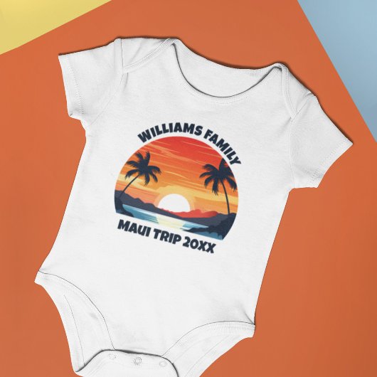 Maui Vakantie Sunrise Palmbomen gepersonaliseerd Romper