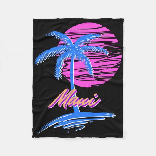 Maui Vaporwave Synth Outrun Sunset 80s Beach Retro Fleece Deken (Voorkant)