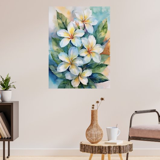 Maui White Plumeria Poster (Woonkamer 3)