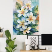 Maui White Plumeria Poster (Thuiskantoor)