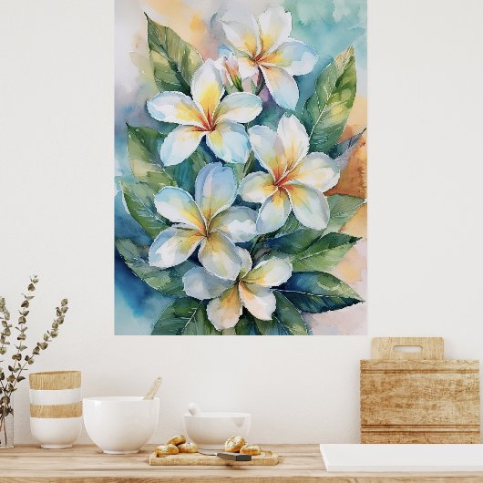 Maui White Plumeria Poster (Keuken)