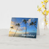 Maui zonsondergang met palmbomen Wenskaart Kaart (Gele Bloem)