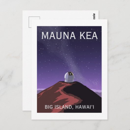 Mauna Kea Observatory Starry Sky Retro Poster Briefkaart (Voorkant / Achterkant)