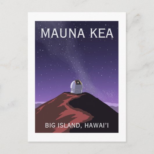 Mauna Kea Observatory Starry Sky Retro Poster  Briefkaart (Voorkant)