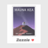 Mauna Kea Observatory Starry Sky Retro Poster Sticker (Vel)