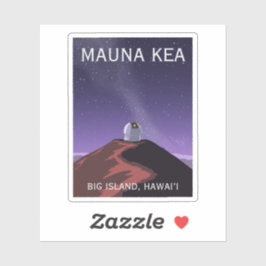 Mauna Kea Observatory Starry Sky Retro Poster Sticker