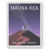 Mauna Kea Observatory Starry Sky Retro Poster Sticker (Voorkant)