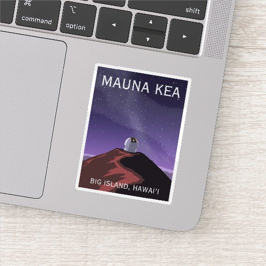 Mauna Kea Observatory Starry Sky Retro Poster Sticker (Detail)