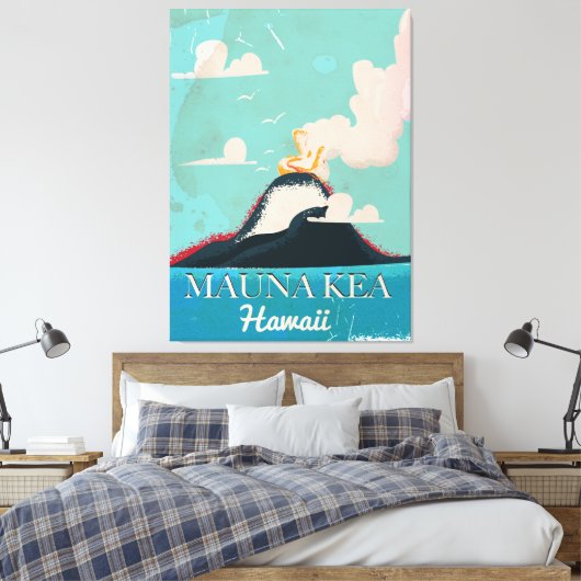 mauna kea vulcano  Hawaii reisposter Canvas Afdruk (Insitu (Slaapkamer))