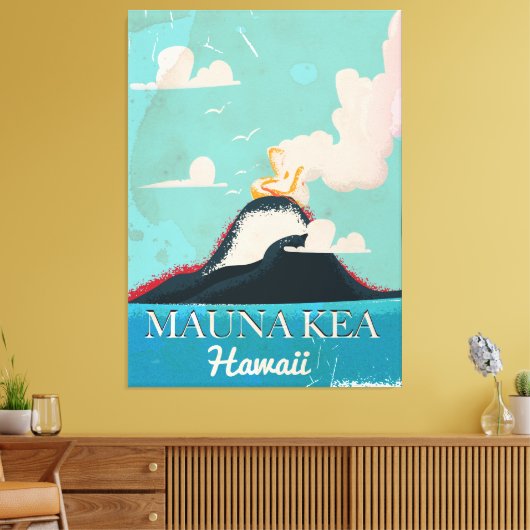 mauna kea vulcano  Hawaii reisposter Canvas Afdruk (Insitu (Woonkamer))