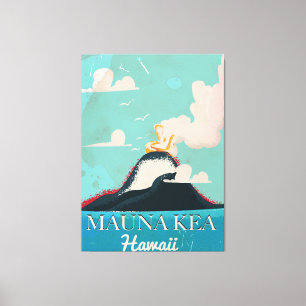 mauna kea vulcano vintage Hawaii reisposter Canvas Afdruk