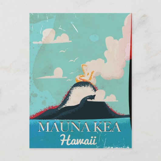 Mauna Kea vulkaan vintage Hawaii reisposter Briefkaart (Voorkant)