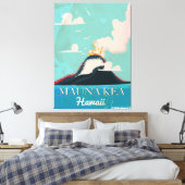 Mauna Kea vulkaan vintage Hawaii reisposter Canvas Afdruk (Insitu (Slaapkamer))