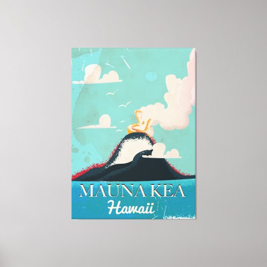 Mauna Kea vulkaan vintage Hawaii reisposter Canvas Afdruk (Voorkant)