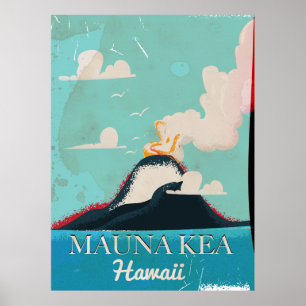 Mauna Kea vulkaan vintage Hawaii reisposter Poster