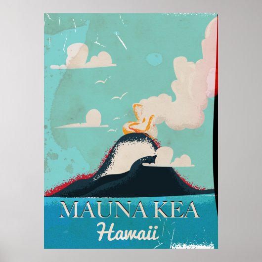 Mauna Kea vulkaan vintage Hawaii reisposter Poster (Voorkant)